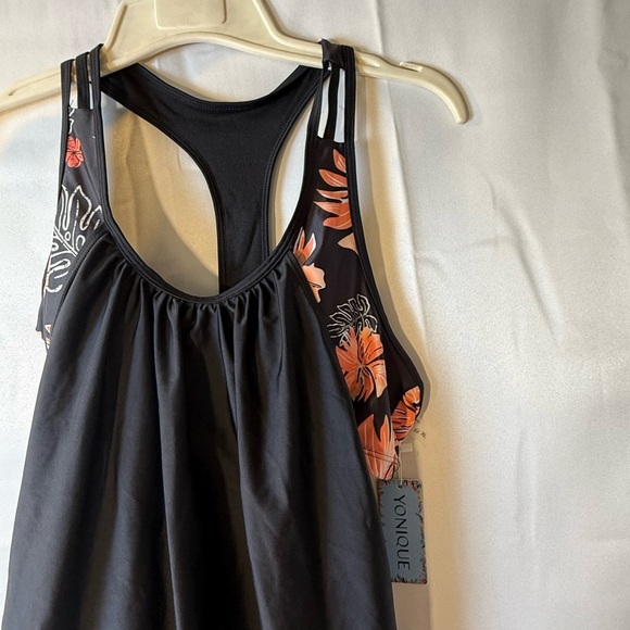 Younique Black and Orange Floral Women's Swimsuit - Picture 7 of 11